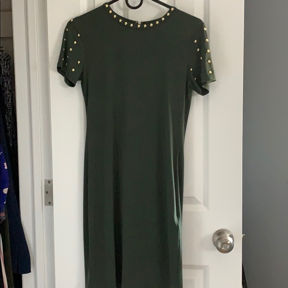 Never worn! MK olive dress w. gold grammets